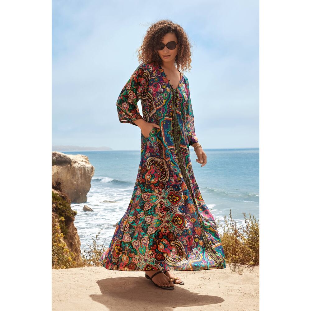 Johnny Was Multicolor Paisley Maxi Dress